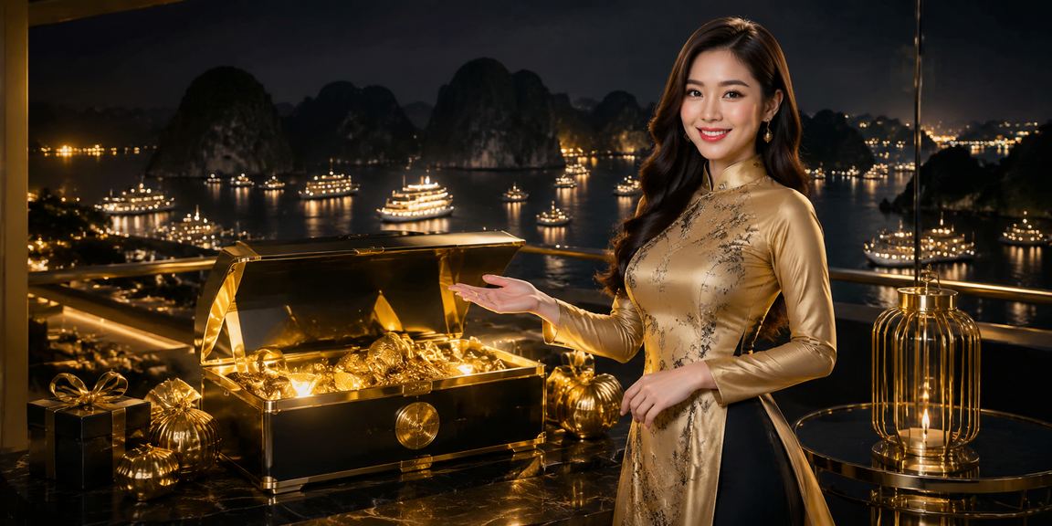 Phụ nữ mặc áo dài đặt cược cá cược thể thao trên vịnh Hạ Long