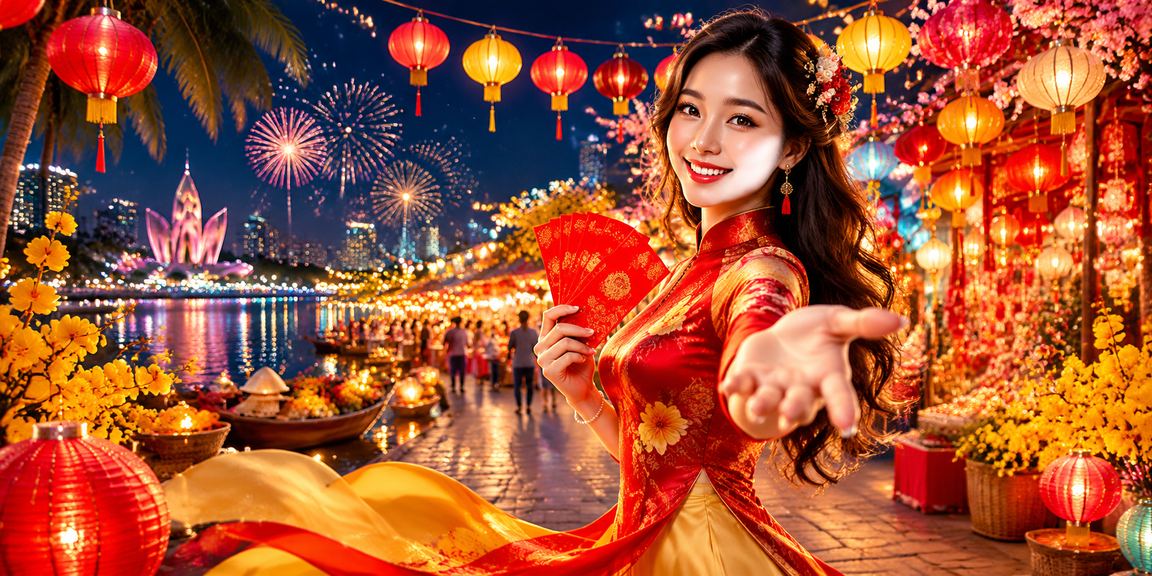 Người chơi nhận phong bì thưởng tại chợ đêm Nha Trang
