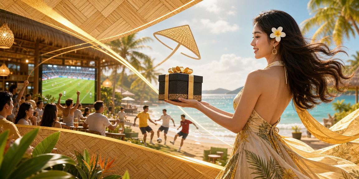 Người xem kèo bóng đá trên điện thoại tại Phú Quốc với nón lá